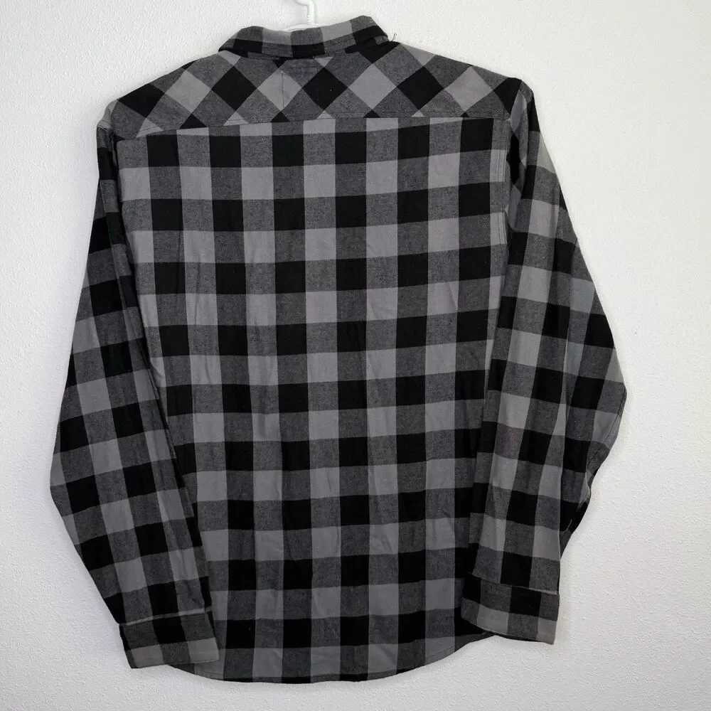 Levi’s Buffalo Plaid Flannel Shirt Gray Black Button Up Men’s XXL 2XL Longsleeve